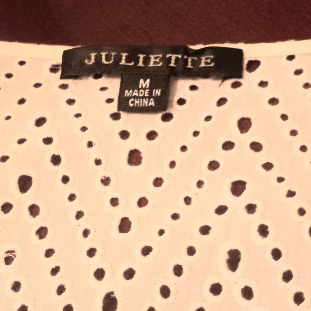 Juliette Eyelet Bejeweled Rhinestone Tunic Top Swim Coverup Women Size Medium